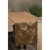 Eurofirany BLINK / 16 Aksominis stalo takelis su didelių lapų raštu, 35X140 cm, spalva: ruda