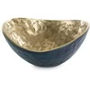 Eurofirany Dekoratyvinis metalinis dubuo, tamsiai mėlyna ir auksinė apdaila, 22x21x10 cm, modernus interjero akcentas, maža dekoratyvinė lėkštė, stalo dekoracija