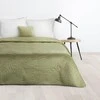 Eurofirany DESIGN 91 LUIZ / 4 Aksominė lovatiesė, dygsniuota karšto spaudimo būdu su palmių lapų raštu, 220X240 cm, spalva: šviesiai žalia Lovatiesė