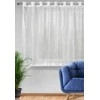 Eurofirany Balta permatoma užuolaida, siuvinėta langų apdaila, paruoštos kilpinės užuolaidos, 350x145 cm voilio užuolaida, lengva langų danga Dieninės užuolaidos