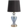 Eurofirany Dekoratyvinė pastatoma lempa, juodas poliesterio gaubtas su auksiniu stiklo ir metalo pagrindu, 48 cm aukštis, glamour ir moderniam interjerui, stilingas stalinis šviestuvas