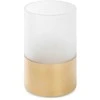 Eurofirany LIMITED COLLECTION BLANCA7 Žvakidė iš meninio stiklo, ∅ 12 X 15 cm, spalva: balta /auksinė