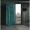 Eurofirany LIMITED COLLECTION LILI2 Minkšto aksomo naktinė užuolaida su didelių lapų motyvu, 140X250 cm, kilpos / žiedai, spalva: tamsi turkio,