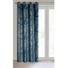 Eurofirany LIMITED COLLECTION MUSA2A Naktinė užuolaida iš minkšto aksomo su bananų lapų raštu, 140X250 cm, kilpos / žiedai, spalva: tamsiai mėlyna / šampano