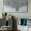 Eurofirany Rankomis tapytas abstraktus paveikslas ant drobės, pilkos ir baltos spalvų gama, didelis 140x70 cm įrėmintas paveikslas, modernus namų dekoras svetainei ar biurui, sienų dekoracija