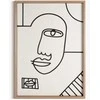 Eurofirany Linijinis veido portretas, smėlio ir juodos spalvos linijinis menas, minimalistinis dekoras, 50x70 cm drobė, moderni namų dekoracija, sienų papuošimas