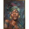 Eurofirany Tamsiai turkio spalvos rankomis tapytas Afrikos moters portretas ant drobės, 60x80 cm, įrėmintas sienos menas, egzotiškas dekoras, interjero paveikslas