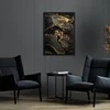 Eurofirany Juodos ir auksinės spalvos spausdinta drobė su aukso elementais, įrėmintas dekoratyvinis paveikslas, elegantiškas sienos menas svetainei ar biurui, 53x73 cm, namų dekoras