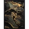 Eurofirany Juodos ir auksinės spalvos spausdinta drobė su aukso elementais, įrėmintas dekoratyvinis paveikslas, elegantiškas sienos menas svetainei ar biurui, 53x73 cm, namų dekoras