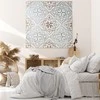 Eurofirany Mėlynas ornamentinis rankomis tapytas paveikslas ant drobės, 80x80 cm kvadratinis dekoratyvinis kūrinys, unikali meninė sienų dekoracija svetainei ar miegamajam, interjero detalė
