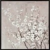 Eurofirany Bėžinis sienos paveikslas su žydinčia šaka, rankomis tapyta drobė, 60x60 cm kvadratinis rėmas, natūralus elegantiškas dekoras svetainei ar miegamajam, interjero puošmena