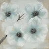 Eurofirany Rankomis tapytas gėlių paveikslas ant drobės, smėlio ir mėlynos spalvos gėlės, 60x60 cm kvadratinis paveikslas, klasikinis elegantiškas dekoras, unikali tekstūrinė sienų dekoracija