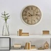 Eurofirany Smėlio ir baltos spalvos apvalus sieninis laikrodis, 40 cm skersmuo, 7 cm gylis, MDF ir stiklo konstrukcija, maitinamas baterijomis, dekoratyvinis laikrodis, namų interjerui