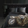 Eurofirany LIMITED COLLECTION PEONIA3 Mako satino medvilnės patalynės komplektas 160 X 200 cm, 2 vnt. 70 X 80 cm, spalva: juoda, auksinė