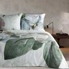 Eurofirany Satino patalynės komplektas 220x200 cm su gėlių raštu, baltos ir žalios gėlės, medvilninio satino užvalkalai, miegamojo tekstilė