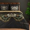 Eurofirany Medvilnės satino patalynės komplektas 160x200 cm, juodos ir smėlio spalvos drugelių dizainas, patvarus užtrauktukas, 125 g/m² svoris, antklodės ir pagalvių užvalkalai, miegamojo tekstilė Patalynė