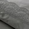 Eurofirany Medvilninės patalynės komplektas 160x200 cm su siuvinėtais nėriniais, tamsiai pilkas vienspalvis antklodės užvalkalas ir pagalvės, prabangus klasikinis dizainas, miegamojo tekstilė Patalynė