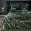 Eurofirany Medvilninio satino patalynės komplektas 160x200 cm, žalių ir auksinių lapų raštas, antklodės užvalkalas su pagalvių užvalkalais, užsegimas užtrauktuku, kvėpuojantis audinis, miegamojo tekstilė Patalynė