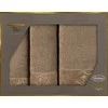 Eurofirany Medvilninių rankšluosčių rinkinys dėžutėje, 3 dalys, 550 g/m², veliūrinis apvadas, siuvinėtas logotipas, rankšluostis rankoms, vonios rankšluostis, didelis rankšluostis, dovana voniai