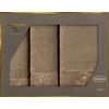 Eurofirany Medvilninių rankšluosčių rinkinys dėžutėje, 3 dalys, 550 g/m², veliūrinis apvadas, siuvinėtas logotipas, rankšluostis rankoms, vonios rankšluostis, didelis rankšluostis, dovana voniai