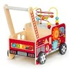 Ecotoys Mokomasis medinis stūmikas su kaladėlėmis vaikams - Ugniagesiai