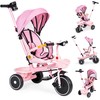Triratukas vežimėlis 2in1 su pasukama sėdyne, sulankstomas su stogeliu, rožinis - ECOTOYS