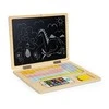 Medinis magnetinis mokomasis lentos nešiojamasis kompiuteris su telefonu ir raidėmis ECOTOYS
