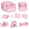 Vaikiškas modulinis fotelis „pasidaryk pats“, 8 minkštos pagalvėlės, sulankstomas – rožinis ECOTOYS