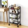 Modernhome Juoda metalinė lentyna su 4 lentynomis ir ratukais