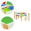 Ecotoys Mediniai baldai vaikams komplektas stalas + 2 kėdės