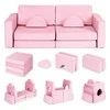 Didelė 2 vietų modulinė sulankstoma sofa vaikams „pasidaryk pats“ su 10 minkštų pagalvėlių – rožinė ECOTOYS