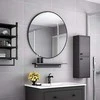 Sieninis veidrodis 60 cm pakabinamas modernus aliuminio rėmas juodas ModernHome