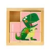 Edukacinė, medinė, kaladėlių dėlionė Ecotoys Dino