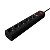 EnerGenie | Prailgintuvas su USB įkrovikliu, 5 lizdai, 1,5 m, Juodas | SPG5-U2-5-02