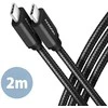Kabelis AXAGON BUCM3-CM20AB USB-C < > USB-C 3.2 Gen 1/PD 60W/3A/ALU/Juodas pintas/2m