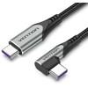 Vention Ventiliacijos TAKHF USB-C į USB-C 5A kampinis kabelis (pilkas)