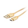 GEMBIRD CCB-mUSB2B-AMCM-6-G USB 2.0 kabelis į C tipo jungtį, medvilnės pynimo metalinės jungtys, 1,8 m, auksinis
