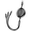 USB kabelis Baseus Golden Loop Three-in-One Micro+Lightning+Type-C 3.5A 1.2m juodas CAMLT-JH01