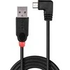USB Kabelis - LINDY USB 2.0 Type A į Micro-B Laidas, 90° Dešinysis Kampas, 0.5 m, Juodas