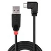 USB Kabelis - LINDY USB 2.0 Type A į Micro-B Laidas, 90° Dešinysis Kampas, 0.5 m, Juodas
