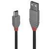 USB Kabelis - LINDY Anthra Line USB 2.0 Type A į Mini-B Laidas, M/F, 480Mbps, 0.2 m, Juodas
