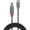 USB Laidas - LINDY Anthra Line USB 2.0 Type C į B Laidas, M/M, 480Mbps, 2.5W, 0.5 m, Juodas