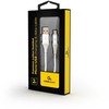 GEMBIRD CC-USB2B-AMmBM-2M-BW2 Gembird Premium medvilninis pintas Micro-USB įkrovimo ir duomenų kabelis,2m,sidabrinis/baltas