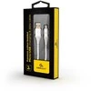 GEMBIRD CC-USB2B-AMmBM-2M-BW2 Gembird Premium medvilninis pintas Micro-USB įkrovimo ir duomenų kabelis,2m,sidabrinis/baltas