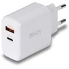 Įkroviklis - LINDY 65W USB Type A &amp; C GaN Įkroviklis, Baltas