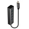 USB Hub - LINDY 4 Portų USB 3.2 Gen 1 Type C Hub, 5 Gbps, Duomenų Perdavimui, 30 cm Kabelis, Juodas