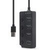 GEMBIRD USB 2.0 maitinamas 4 prievadų šakotuvas su jungikliais juodas
