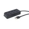 GEMBIRD USB 2.0 maitinamas 4 prievadų šakotuvas su jungikliais juodas