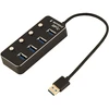 GEMBIRD USB 3.1 Gen 1 4 prievadų šakotuvas su jungikliais juodas