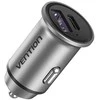 Vention Dviejų prievadų automobilinio įkroviklio ventiliacija FFBH0 USB A+C(18/20) Pilka